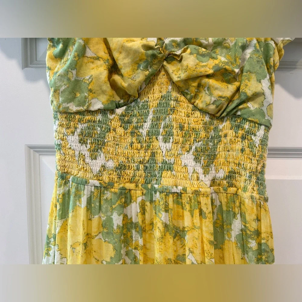 Free People Sundrenched Floral Tiered Maxi Sundress Yellow Size Medium - Picture 4 of 13